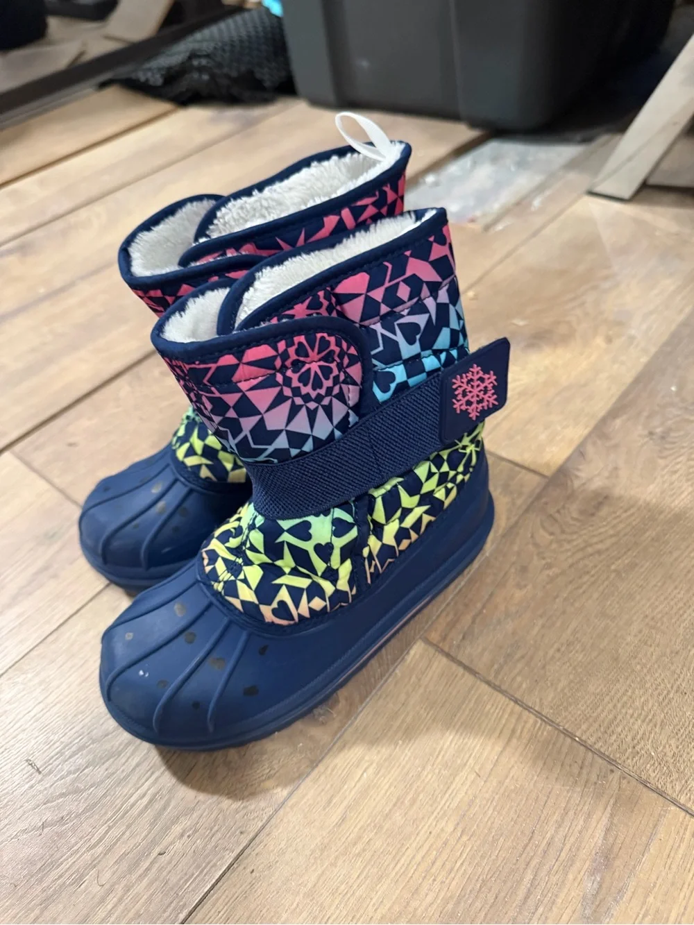 The Children's Place Navy Kids Winter Boots with Neon Pattern